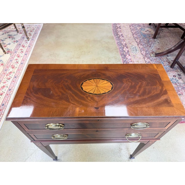 Hekman Furniture Late 20th Century Hekman Inlaid Mahogany Flatware Storage Chest on Stand For Sale - Image 4 of 11