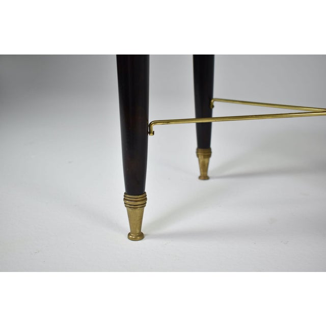 Taupe Italian Vintage Piano Stool, Solid Wood & Brass, Velvet, 1950s For Sale - Image 8 of 9