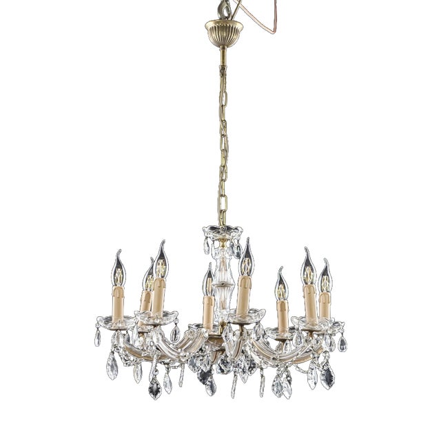 Small Crystal 8-Light Chandelier For Sale