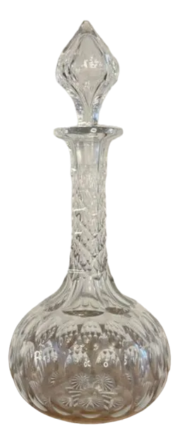 Antique Edwardian Cut Glass Decanter, 1900s