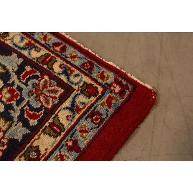 Textile Hand Knotted Persian Style Vintage Wool Area Rug Red Field Floral Medallion For Sale - Image 7 of 18
