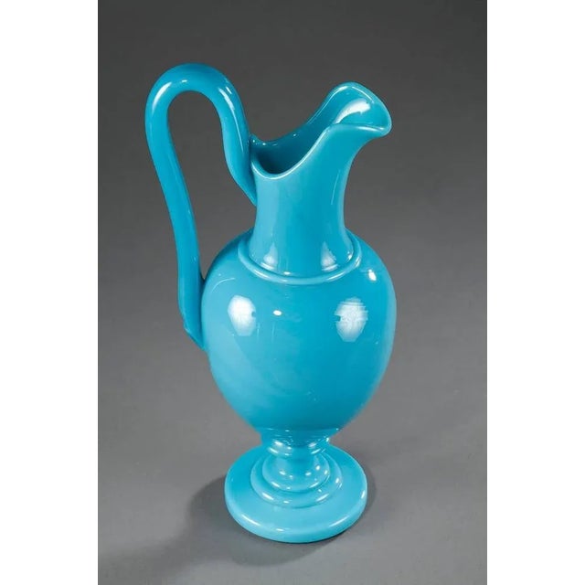 Early 19th Century Charles X Blue Opaline Crystal Ewer For Sale - Image 4 of 5