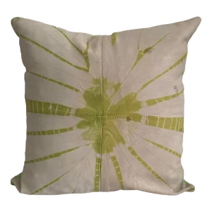 Contemporary Boho Tie Dye Lime Leather Pillow Cover