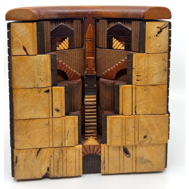 Late 20th Century Po Shun Leong Architectural Jewelry Box Exotic Woods 1989 For Sale - Image 5 of 12