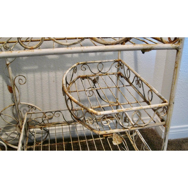 Vintage Shabby Chic French Wire Tea Cart For Sale In Los Angeles - Image 6 of 12