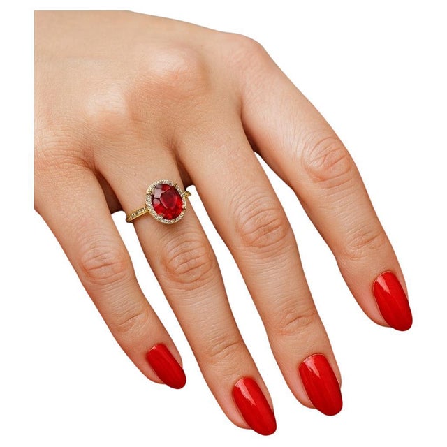 Late 20th Century Bochic “Capri” Natural Ruby & Diamonds Vintage Retro Ring Set In 18K Gold&Silver For Sale - Image 5 of 10