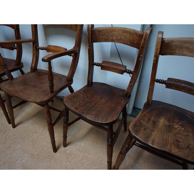 Brown English Oxford Windsor Chairs, 1860s, Set of 5 For Sale - Image 8 of 18