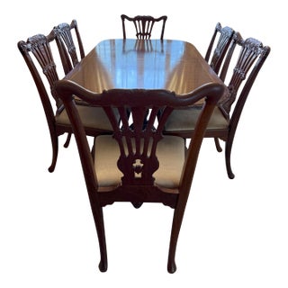 1970s Mahogany Chippendale Dining Set for Sale: Table + 8 Chairs For Sale
