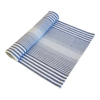 Blue & White Striped French Country Table Runner 110" Long For Sale