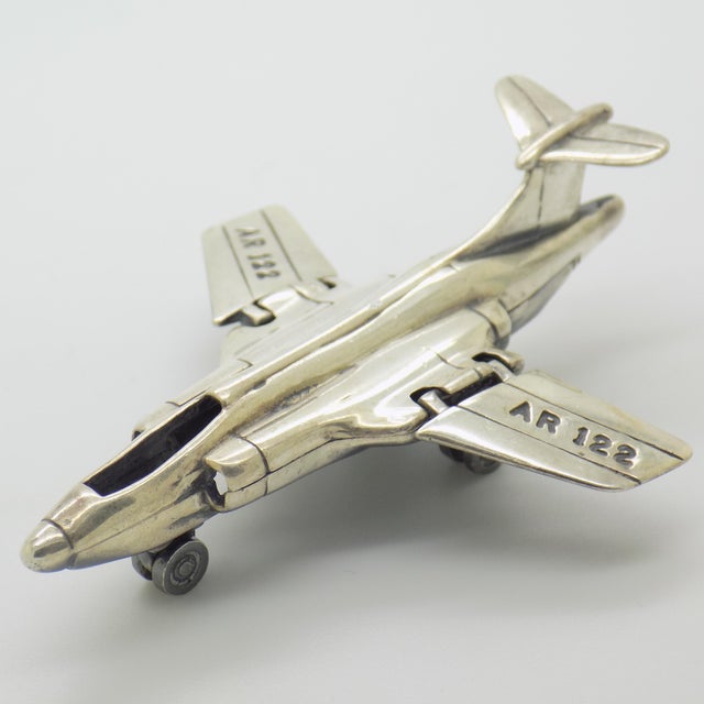 Vintage Italian Sterling Silver 925 McDonnell Douglas F-4 Phantom II Airplane with Folding Wings, Arezzo, 1980s For Sale - Image 9 of 15