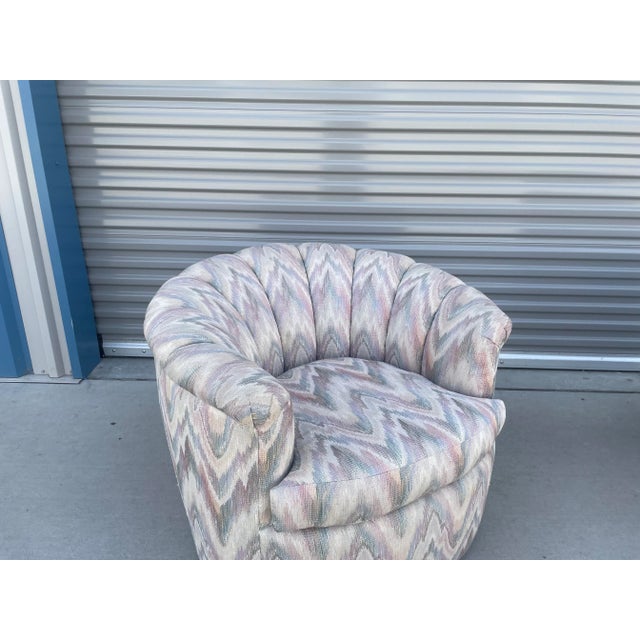 Textile Mid Century Swivel Lounge Chairs Styled After Milo Baughman, Pair For Sale - Image 7 of 13