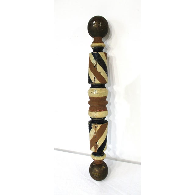Vintage Folk Art Painted Small Barber Pole For Sale - Image 12 of 13