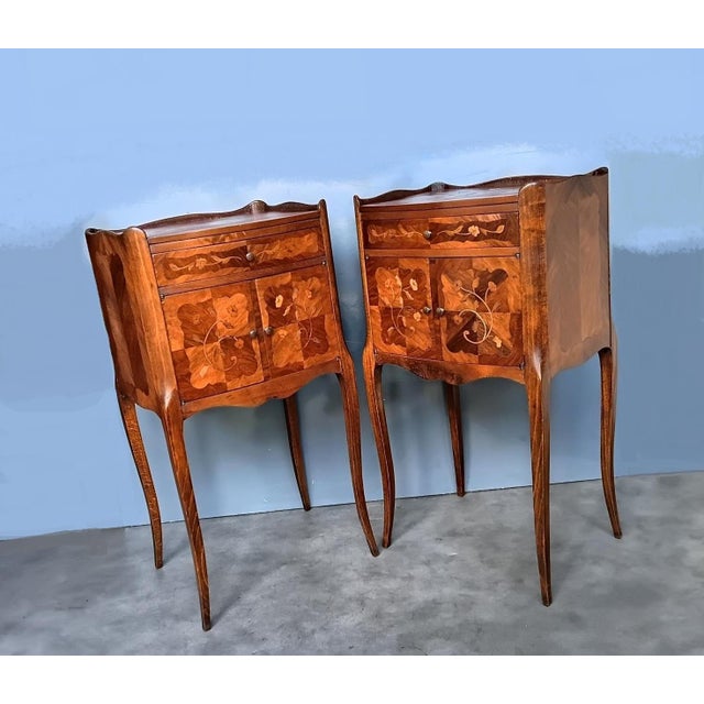 Late 19th Century Pair of French Louis XV Style Rosewood Side Tables Nightstands For Sale - Image 4 of 8