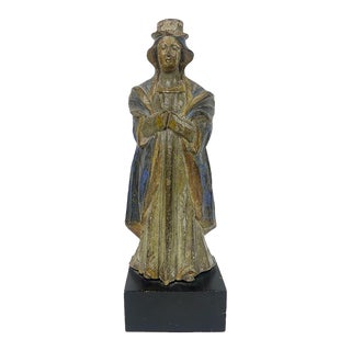 Early 19th Century Hand-Painted Carved Wooden Figure For Sale