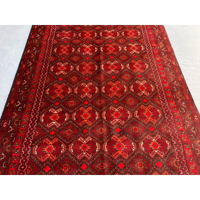 Vintage Afghan Ersari Turkmen All-Over Gul Rug - 7'8" X 4'1" For Sale - Image 6 of 12