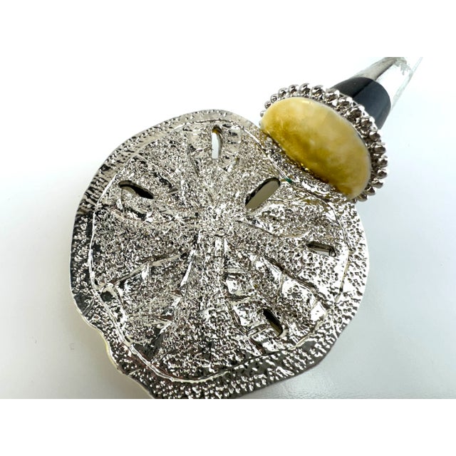Gemstone Vintage Coastal Sand Dollar Bottle Stopper With Rhinestone Inlay For Sale - Image 7 of 7