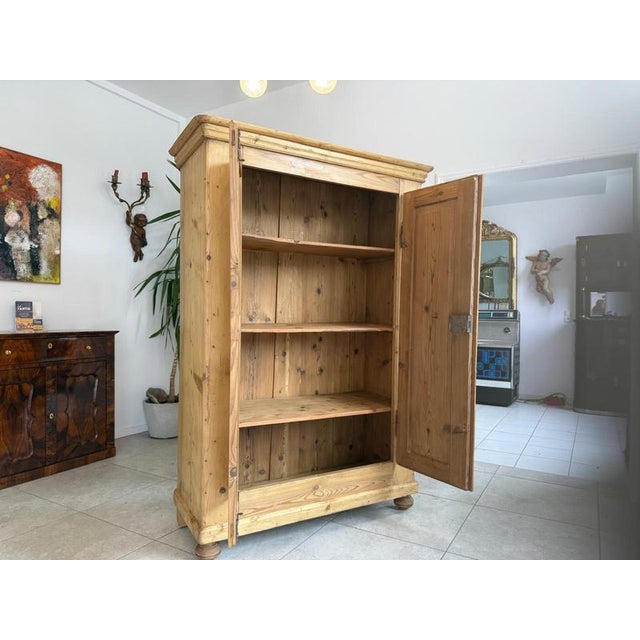 Biedermeier Farmhouse Natural Wood Cupboard in Softwood For Sale - Image 3 of 14