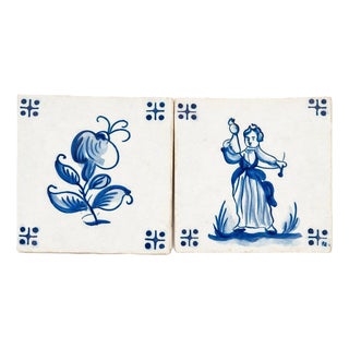 Earthenware Tiles, 19th Century, Set of 2 For Sale