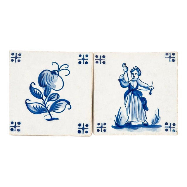 Earthenware Tiles, 19th Century, Set of 2 For Sale