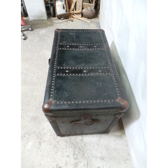 Wood 19th Century Leather / Wood Travel Trunk For Sale - Image 7 of 15