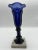 American Antique Pressed Glass Vase on a Marble Stand, Cobalt Colour, New England Glass Co, Circa 1840 For Sale - Image 3 of 11