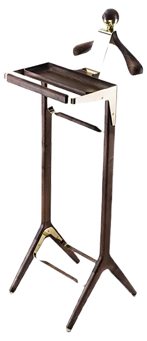 Classical Valet Stand in Brass & Black Walnut by Honorific