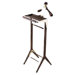 Classical Valet Stand in Brass & Black Walnut from Honorific For Sale