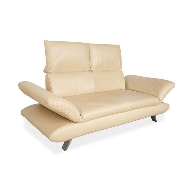 Cream Leather Velluti Two-Seater Sofa with Manual Function from Koinor For Sale - Image 4 of 14