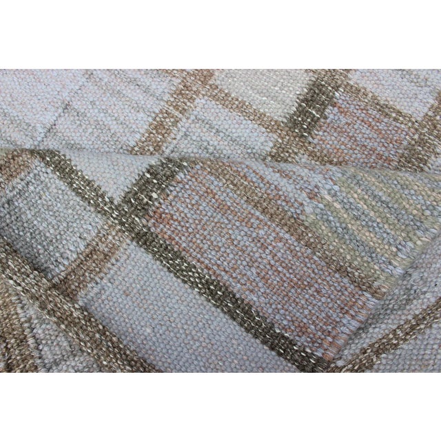 Gray Gray Geometric Stripe Block Rug by Keivan Woven Arts, 3'0 X 5'0 For Sale - Image 8 of 10