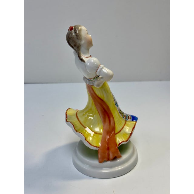 Traditional Vintage Herend Porcelain Figurine of Hungarian Female Folk Dancer For Sale - Image 3 of 8