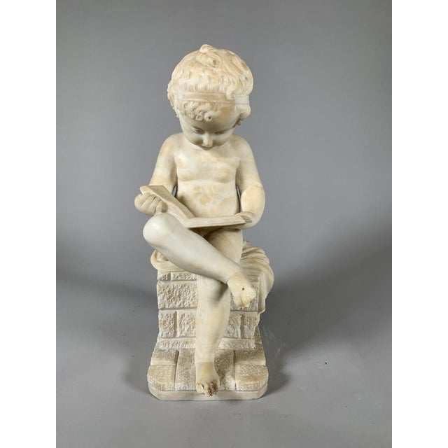 19th Century Marble Sculpture The Reader After Canova For Sale - Image 10 of 11