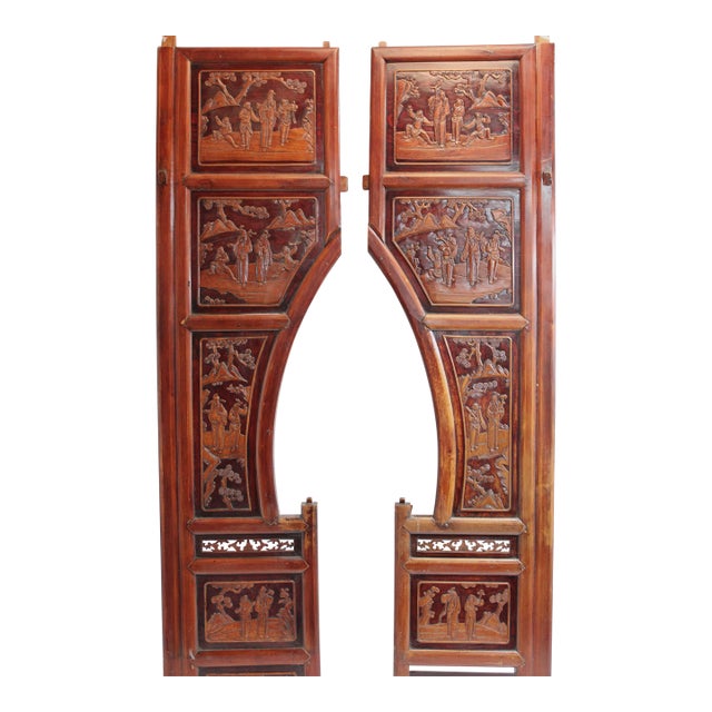 Carved Scenic Wall Art / Panel Set Wisdom Harmony and Prosperity For Sale