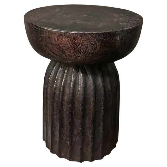 Not Yet Made - Made To Order Solid Suar Wood Round Side Table Modern Organic For Sale - Image 5 of 5