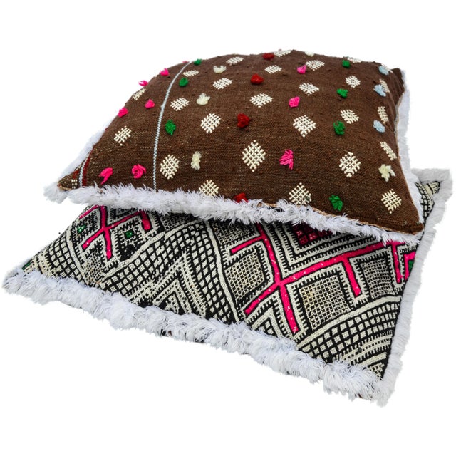 Pink-Patterned Moroccan Pillows, S/2 For Sale - Image 9 of 11
