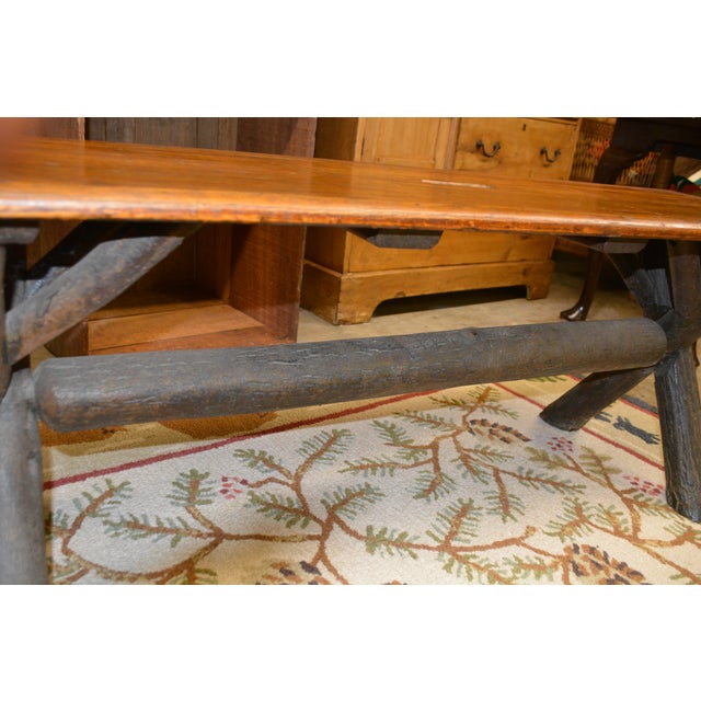 Vintage Old Hickory Indiana Wood & Log Criss Cross Ends Dining Bench Seat For Sale - Image 16 of 16