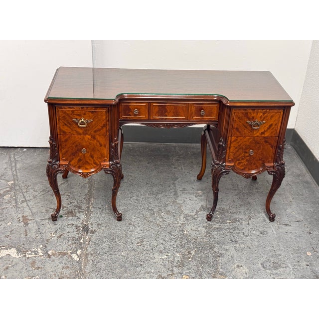 American Tiger Mahogany Desk/Vanity, Circa 1920's For Sale - Image 10 of 12