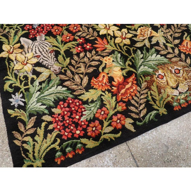 Mid 20th Century Mid-20th Century Handmade Portuguese Piled Accent Rug For Sale - Image 5 of 7