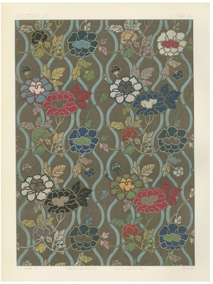 G. A. Audsley, Japanese Floral Textile Pattern Print, 1882, Paper