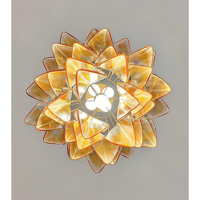 Vintage Italian Murano Chandelier with 41 Rondini Amber Glass, 1990s For Sale - Image 6 of 18