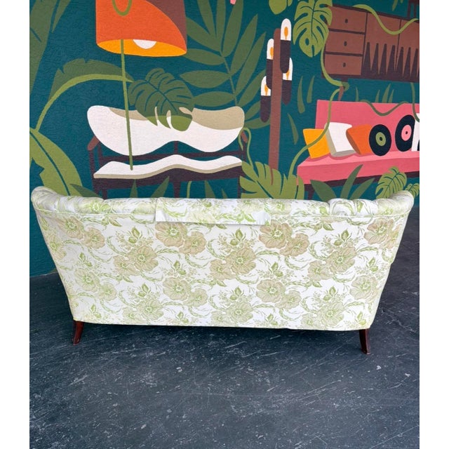 Antique Key Lime Floral Channel Back Sofa For Sale - Image 13 of 15