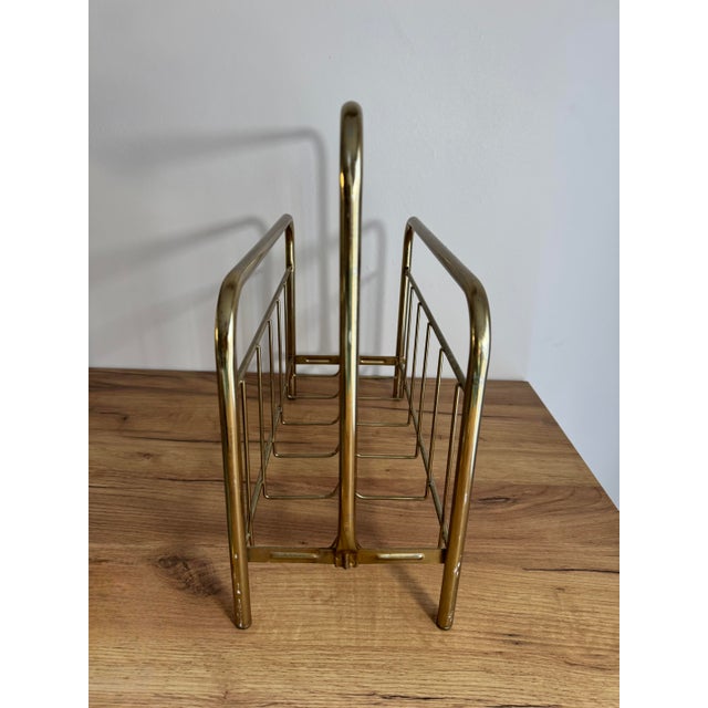 Modern Hollywood Regency Style Gold-Plated Magazine Rack For Sale - Image 3 of 4