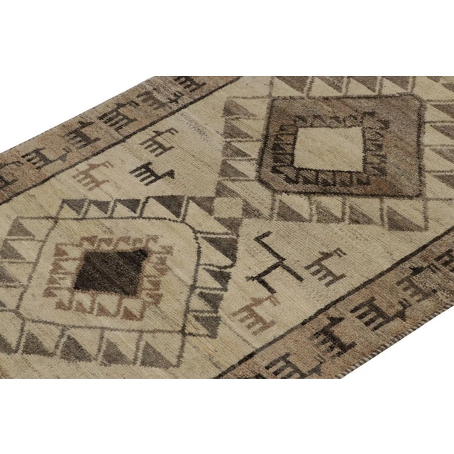 Rug & Kilim 1950s Vintage Gabbeh Tribal Runner in Gray, Beige, Brown Tribal Pictorial Patterns For Sale - Image 4 of 8
