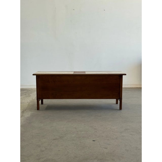 1960s Arched Walnut Credenza With Stone Inlay Top For Sale - Image 10 of 15