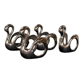 1990s Silver Swan Napkin Rings For Sale