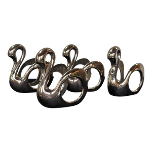 1990s Silver Swan Napkin Rings