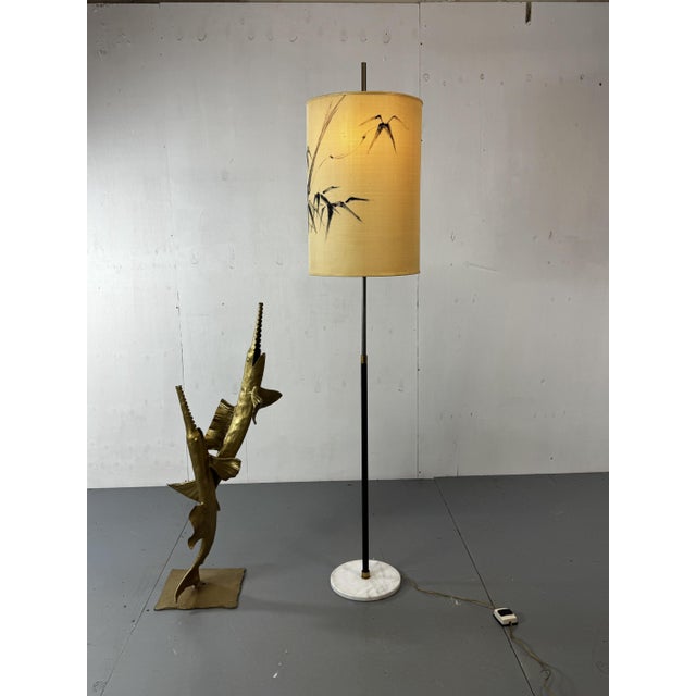 Metal Mid-Century Modernist Italian Floor Lamp with Marble Base, 1950s For Sale - Image 7 of 14