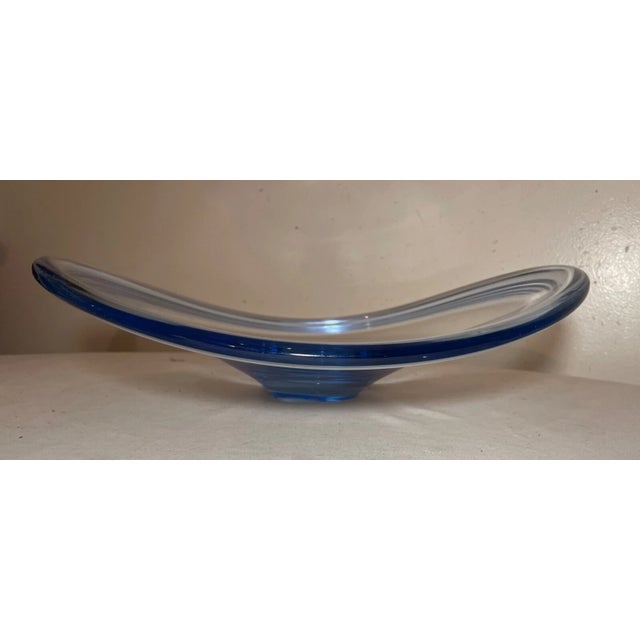 1980s Huge Per Lutken for Holmegaard Denmark Modern Blue Glass Centerpiece Fruit Bowl For Sale In New York - Image 6 of 10
