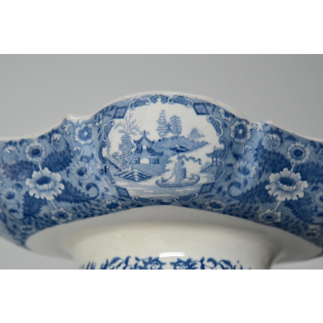 Early 19th Century Early 19th Century English Blue & White Chinoiserie Transfer-Ware Compote For Sale - Image 5 of 9