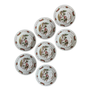 1940s Norwegian Figgjo Flint 10 1/8” Dinner Plates - Set of Seven (7)