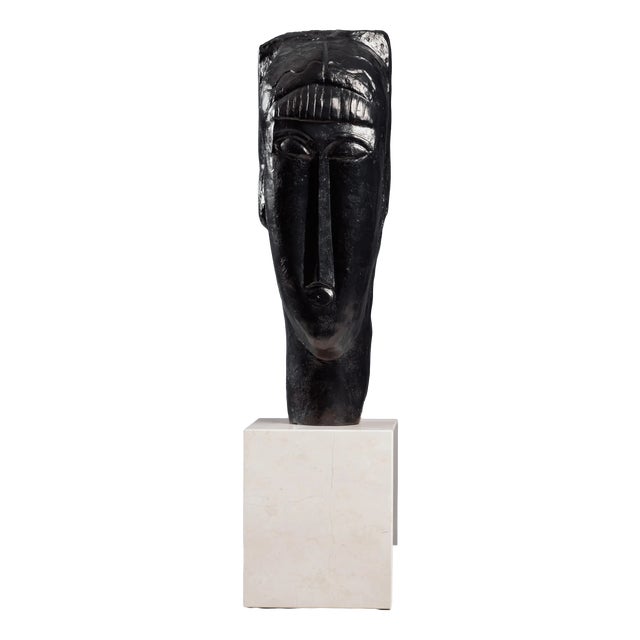 Amédéo Modigliani, Head of a Young Girl with Bangs, 1970, Bronze For Sale